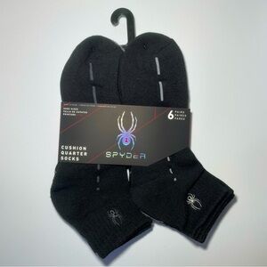 Spyder men’s quarter socks 6 pairs size 6-12 black gray